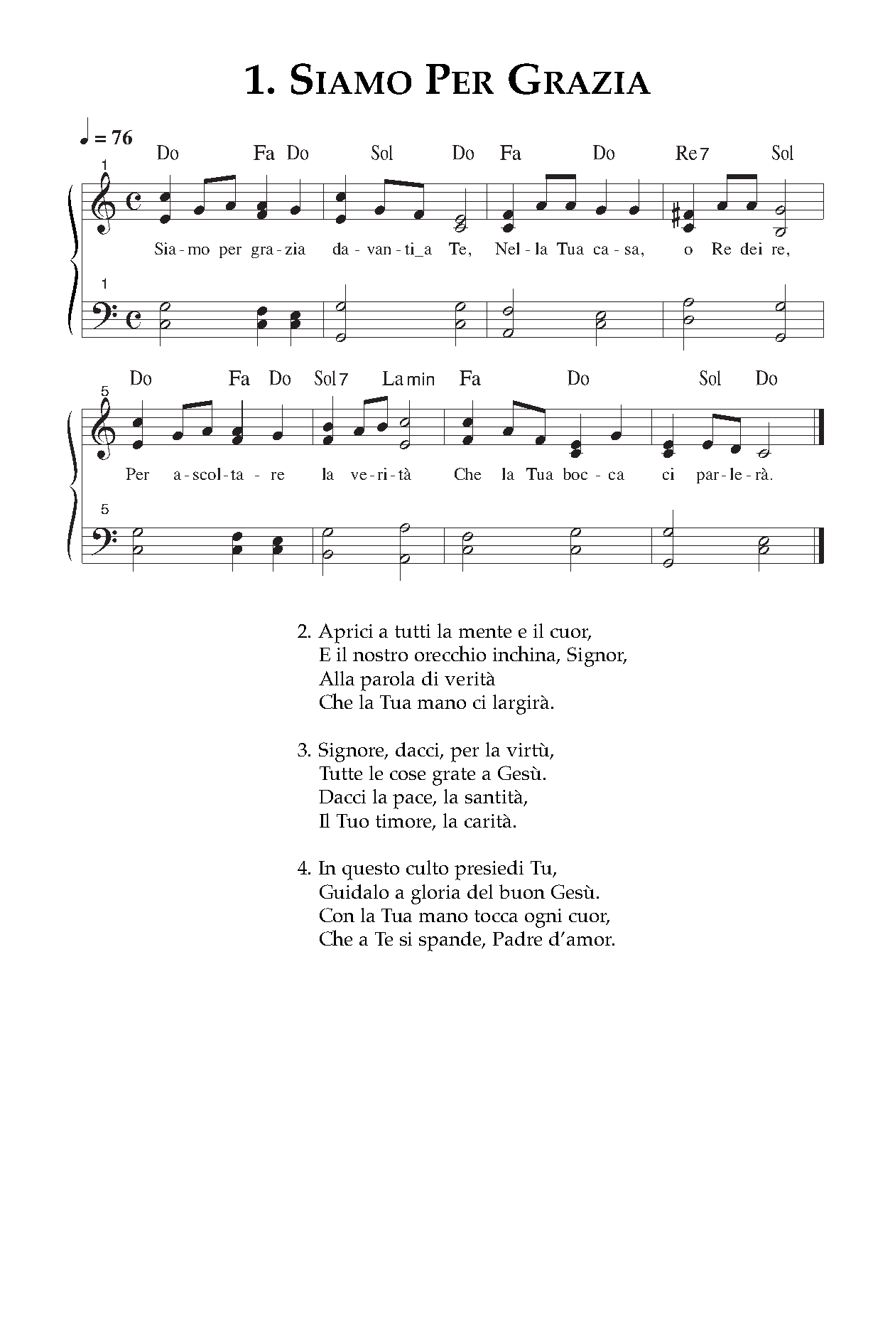 Spartito Siamo per Grazia