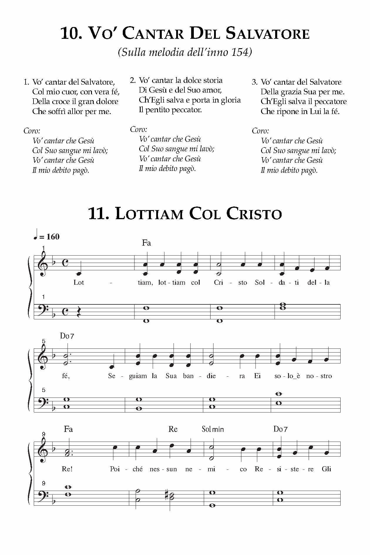 Spartito Vo' cantar del Salvatore